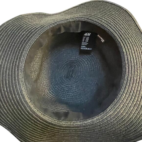 H&M Divided Straw Floppy Sun Hat Large 58 Wide Brim 3.5" Beach Holiday Travel - Picture 8 of 13